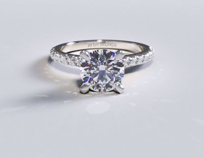 Picture of French Pavé Diamond Engagement Ring Round 18k White Gold