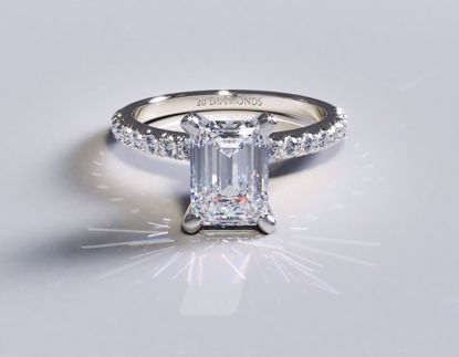 Picture of French Pavé Diamond Engagement Ring Radiant 18k White Gold