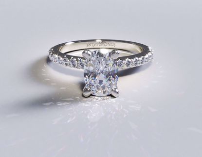 Picture of French Pavé Diamond Engagement Ring Cushion 18k White Gold