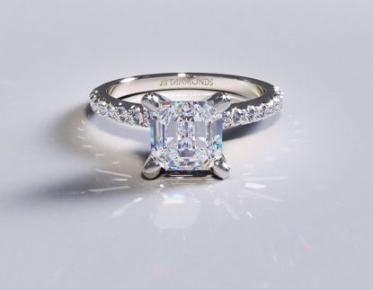 Picture of French Pavé Diamond Engagement Ring Asscher 18k White Gold