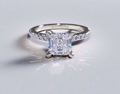 Picture of French Pavé Diamond Engagement Ring Asscher Platinum