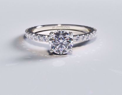 Picture of Petite French Pavé Diamond Engagement Ring Round 18k Platinum
