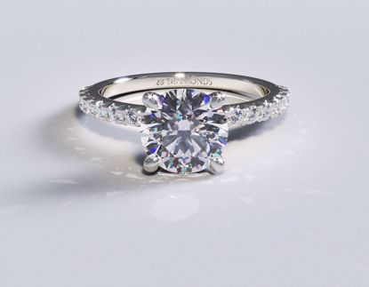 Picture of 4 Prong French Cut Pavé Diamond Engagement Ring Round 18k White Gold