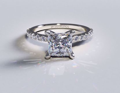 Picture of 4 Prong French Cut Pavé Diamond Engagement Ring Princess 18k white Gold