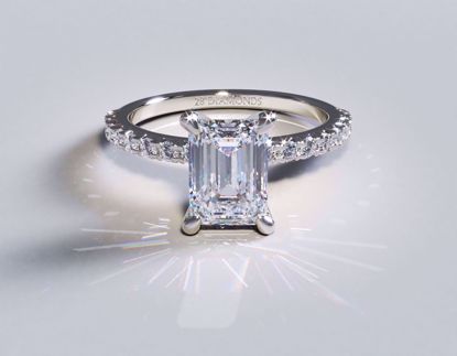 Picture of 4 Prong French Cut Pavé Diamond Engagement Ring Radiant Platinum