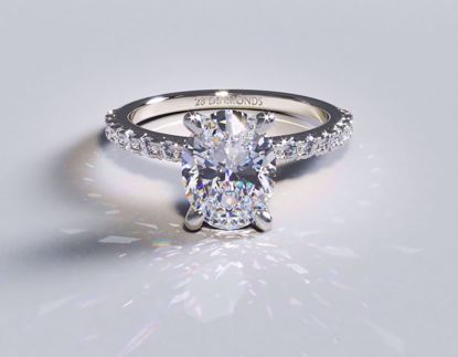 Picture of 4 Prong French Cut Pavé Diamond Engagement Ring Oval Platinum