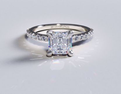 Picture of 4 Prong French Cut Pavé Diamond Engagement Ring Asscher 18k White Gold