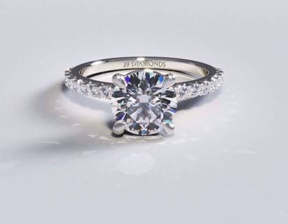 Picture of 4 Prong Basket Pavé Set  Engagement Ring 18k White Gold