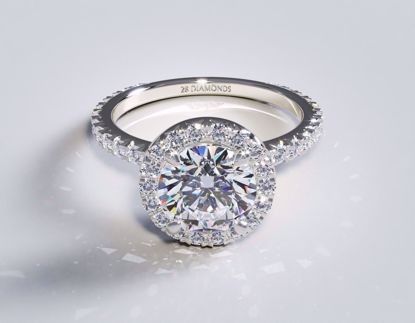 Picture of French Cut Halo Engagement Ring Round 18k White Gold