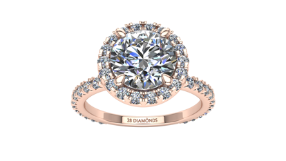 Picture of French Cut Halo Engagement Ring Round 18k Rose Gold