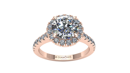 Picture of Scalloped Pavé Halo Engagement Ring Round 18k Rose Gold