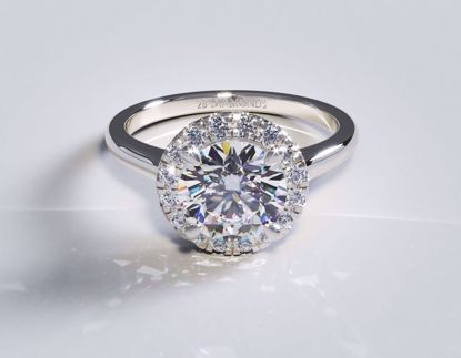 Picture of Pavé Halo Diamond Engagement Ring Round 18k White Gold