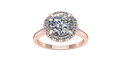 Picture of Pavé Halo Diamond Engagement Ring Round 18k Rose Gold