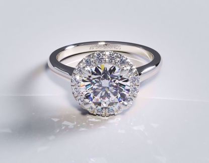 Picture of Pavé Halo Diamond Engagement Ring Round Platinum