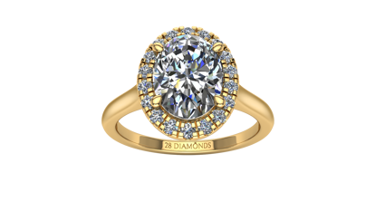 Picture of Pavé Halo Diamond Engagement Ring Oval 18k Yellow Gold