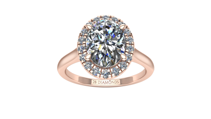 Picture of Pavé Halo Diamond Engagement Ring Oval 18k Rose Gold