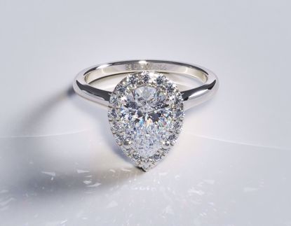 Picture of Pavé Halo Diamond Engagement Ring Pear 18k White Gold