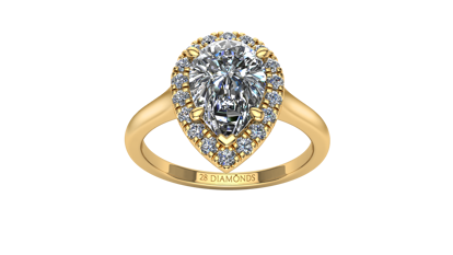 Picture of Pavé Halo Diamond Engagement Ring Pear 18k Yellow Gold