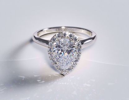 Picture of Pavé Halo Diamond Engagement Ring Pear Platinum