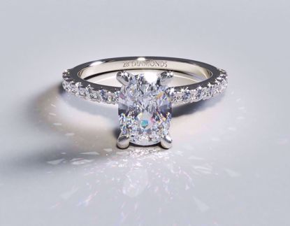 Picture of 4 Prong French Cut Pavé Diamond Engagement Ring Cushion Platinum