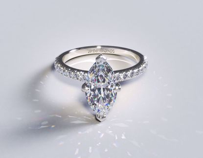 Picture of French Pavé Diamond Engagement Ring Marquise 18k White Gold