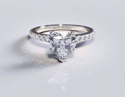 Picture of French Pavé Diamond Engagement Ring Heart 18k White Gold