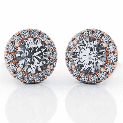 Picture of Scalloped Pavé Diamond Halo Earrings Round 18k Rose Gold