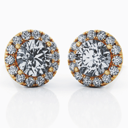 Picture of Scalloped Pavé Diamond Halo Earrings Round 18k Yellow Gold