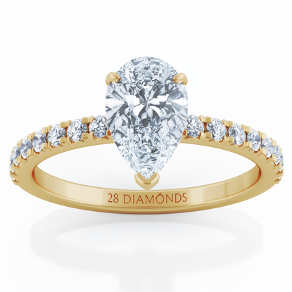 Picture of PAVÉ Hidden Halo Pear Engagement Ring 18k Yellow Gold