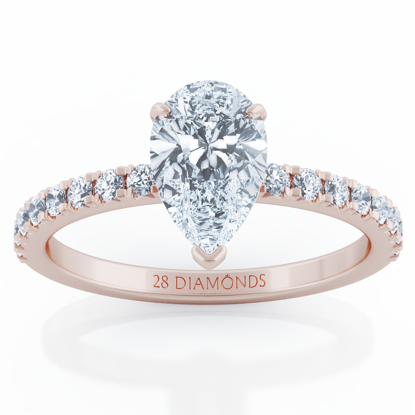 Picture of PAVÉ Hidden Halo Pear Engagement Ring 18k Rose Gold